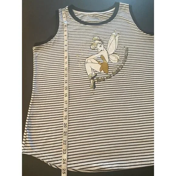 Disney Tinker Bell Multicolor Striped Sleeveless T-shrt, Women's Large - Picture 6 of 9